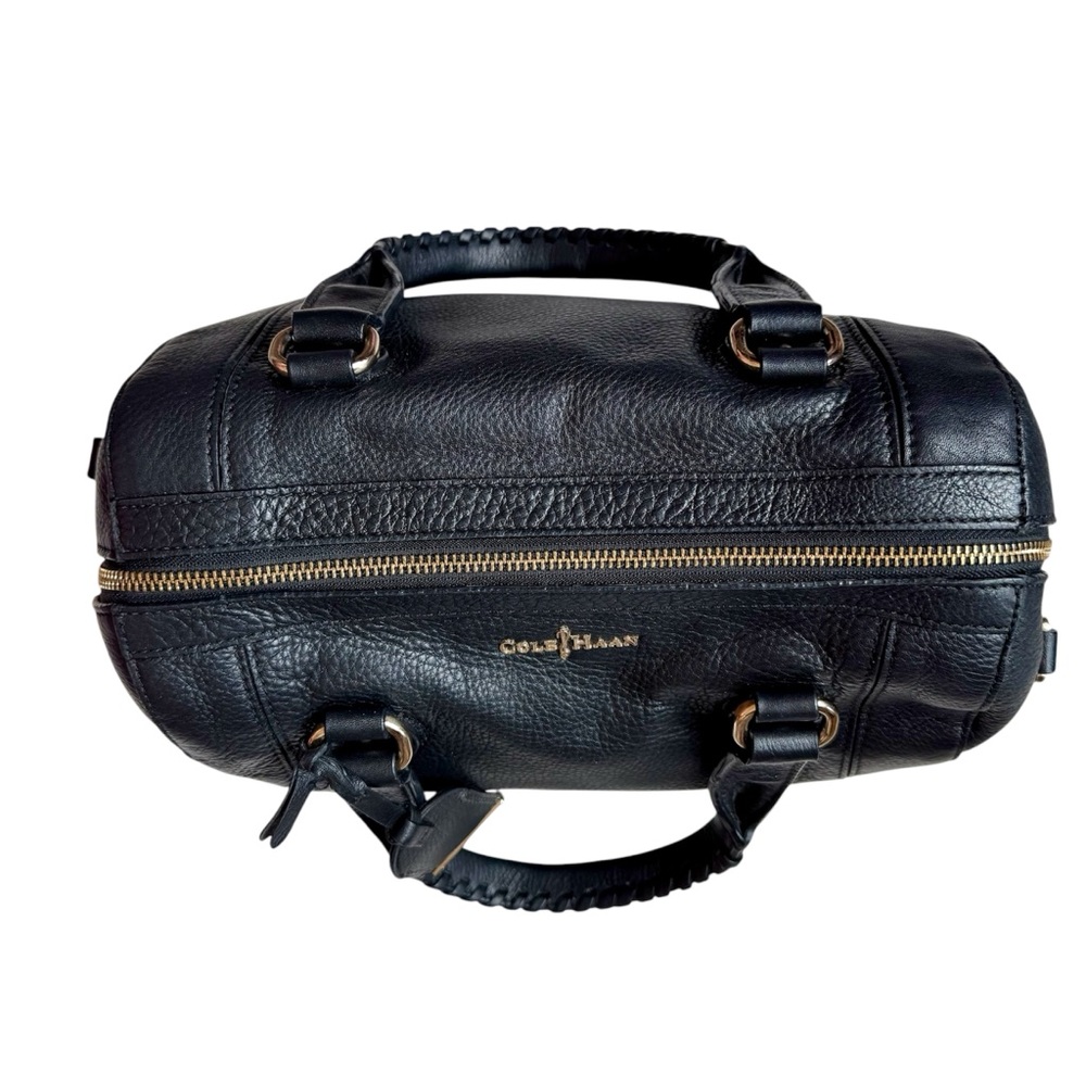 Cole Haan village satchel, pebbled black leather & blue interior EUC - Picture 6 of 12